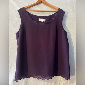 Studio 1 Sleeveless Top With Eyelet Trim Purple Women’s Sz 12